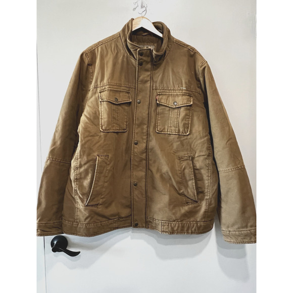 Levi's XXL Military Field Barn Chore canvas Retro utility insulate Jacket Brown - Picture 2 of 15